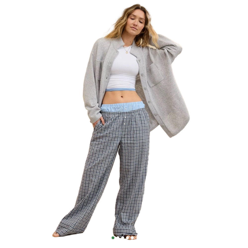 NWT ODDI High Rise Wide Leg Plaid Lounge Pants Size 1X